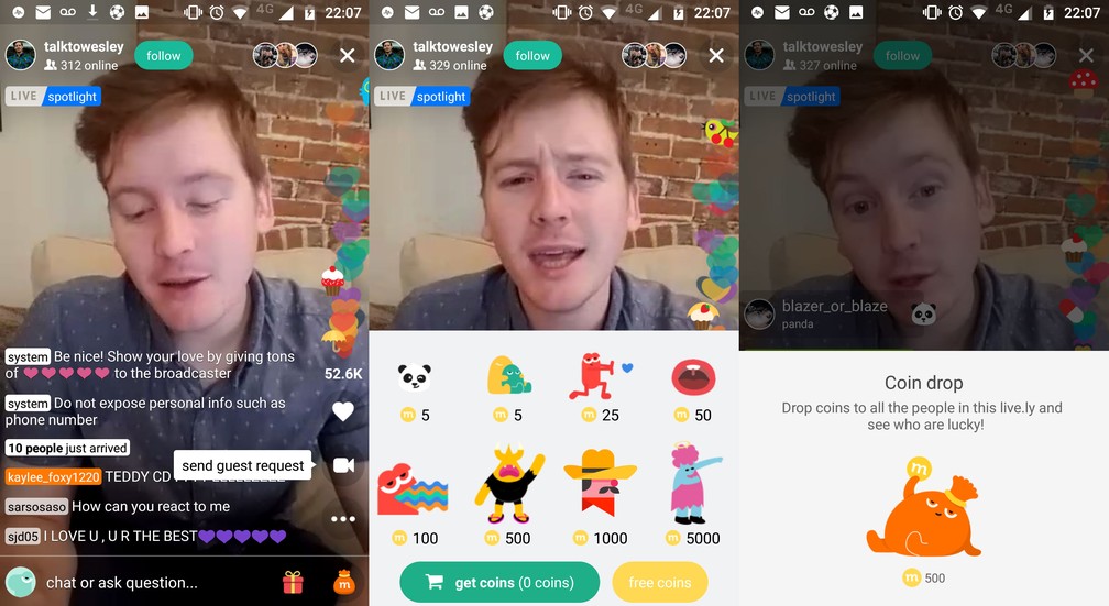Também é possível fazer transmissões ao vivo no Musical.ly (Foto: Reprodução)