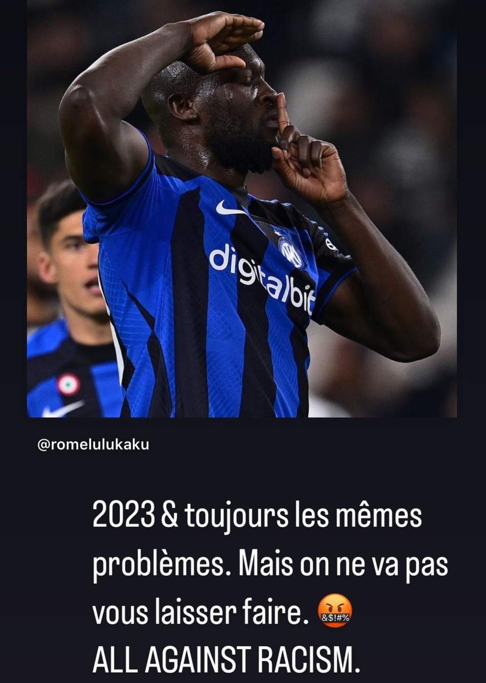 Mbappé faz post em apoio a Lukaku — Foto: Reprodução/Instagram