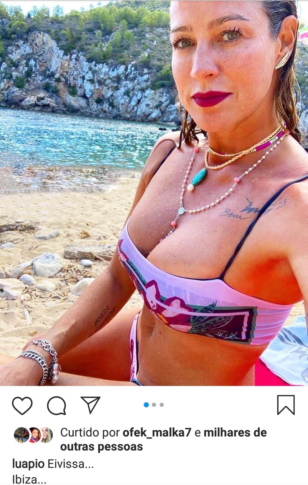 Ofek Malka curte foto de Luana Piovani em Ibiza (Foto: Reprodução/Instagram)