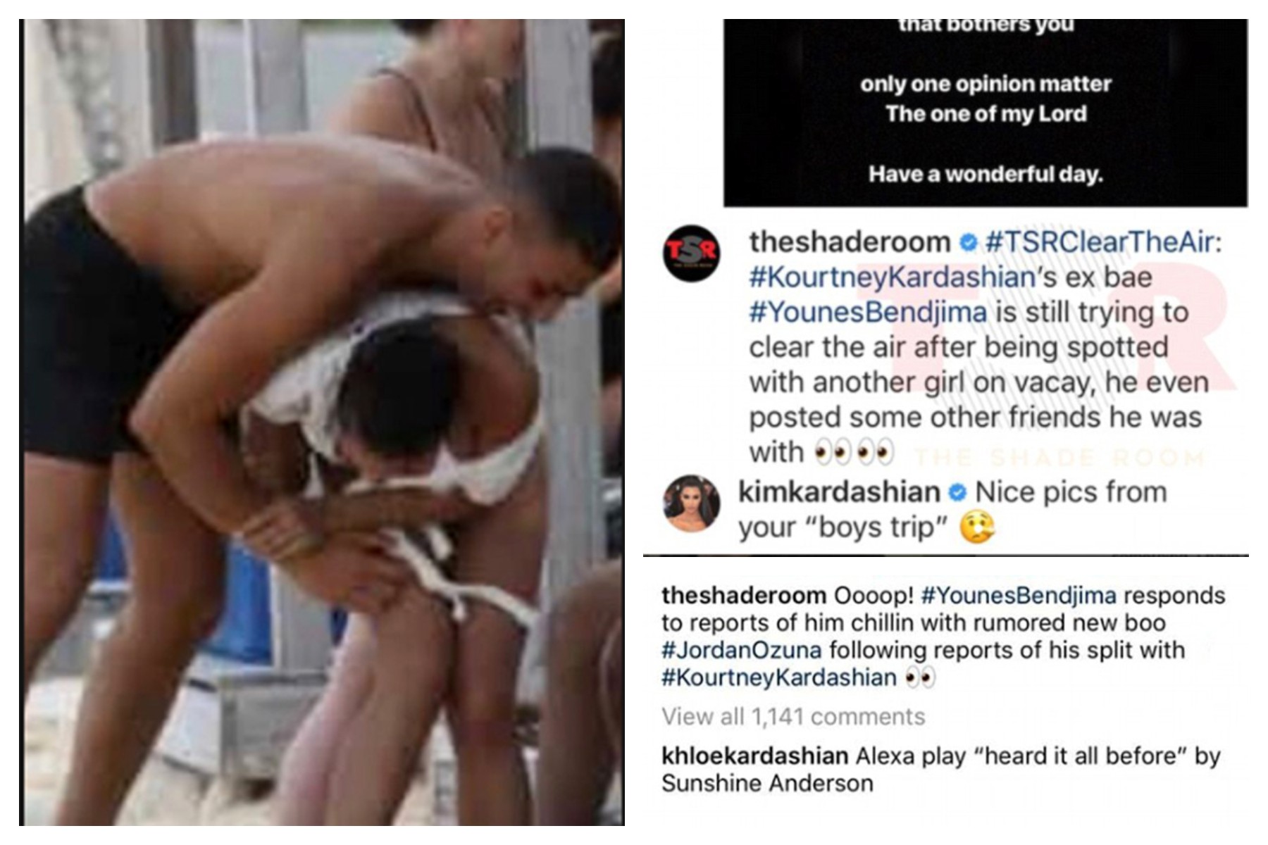 Younes Bendjima / Comentários de Kim e Khloé Kardashian (Foto: Instagram)