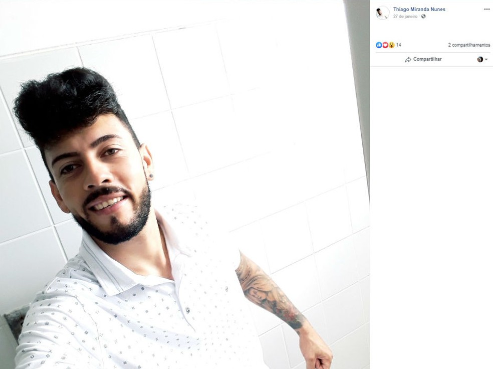 Conforme Evy Paternostro, coordenador de polícia de Ilhéus, Thiago Miranda de Oliveira Nunes morreu no local após ser atingido no peito. Esposa foi ouvida logo após crime.  — Foto: Reprodução / Redes Sociais