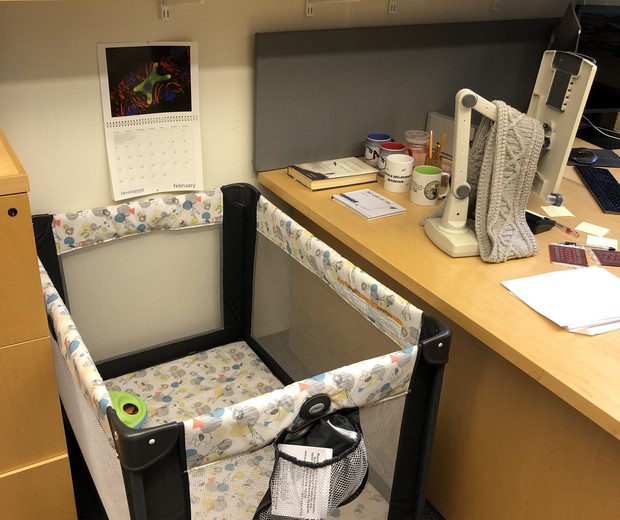 Professor colocou berço para acomodar bebê de aluna, e post viralizou (Foto: Reprodução/Twitter/Troy Littleton)