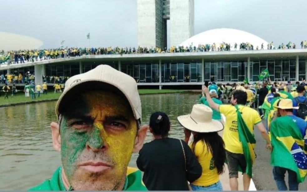PM de Goiás Silvério Santos participou de invasão ao Congresso Nacional durante ato antidemocrático em Brasília — Foto: Reprodução/Redes Sociais