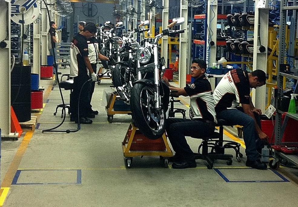 FÃ¡brica de motos em Manaus (Foto: Carlos Eduardo Matos/G1)