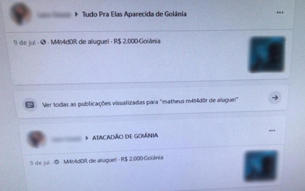 Negociação entre investigada matador de aluguel por redes sociais  — Foto: Reprodução/Polícia Civil
