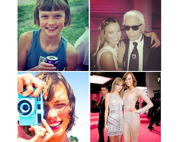Aos sete anos; com Karl Lagerfeld, em São Paulo; há dois meses no Instagram e com Taylor Swift  (Foto: reprodução/Instagram)