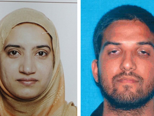 Tashfeen Malik e Syed Malik, autores do ataque em San Bernardino, na Califórnia, em 2 de dezembro (Foto: FBI/California Department of Motor Vehicles via AP)