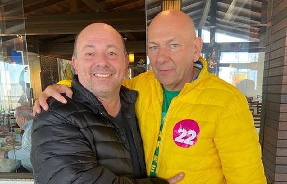 O prefeito de Brusque, Ari Vequi, e o empresário Luciano Hang