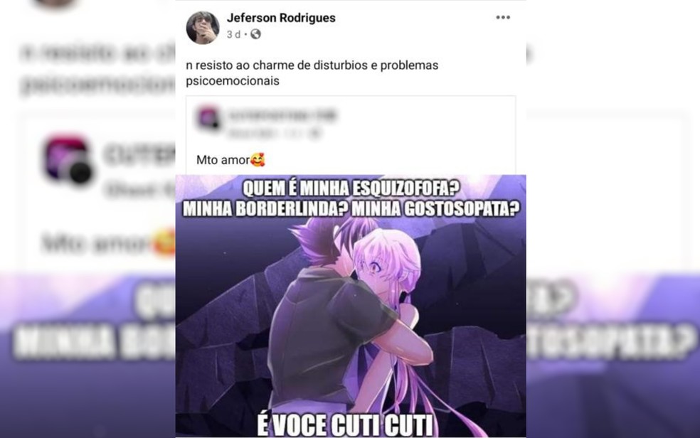 Publicação nas redes sociais de Jeferson Rodrigues dias após o crime segundo delegado — Foto: Reprodução/Facebook