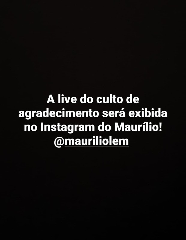 Culto de ação de graças a Maurilio (Foto: Reprodução/Instagram)