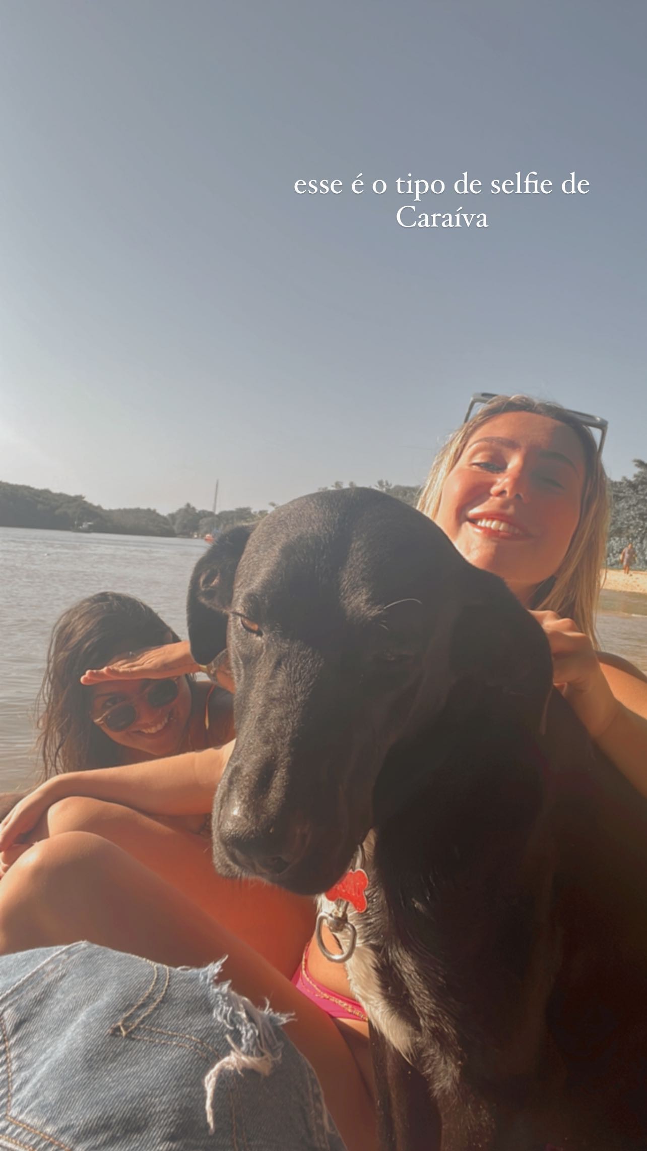 Carol Portaluppi brincou com um cachorro na praia (Foto: Reprodução/Instagram)
