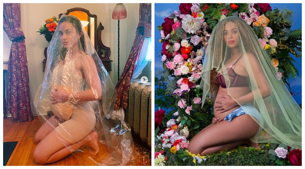 A versão da atriz Camila Mendes para a foto icônica de Beyoncé (Foto: Instagram)