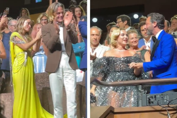 Momento em que o novo filme de Olivia Wilde é aplaudido no Festival de Veneza (Foto: Reprodução/Twitter)