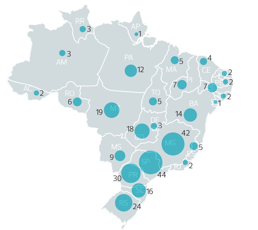 mapa_engenharia_agronômica_Brasil (Foto: Dados: CREA/ MEC)