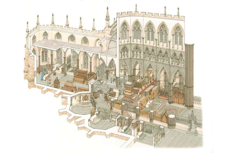 Ilustração da capela de Santo Erasmo, feita pelo ilustrador Stephen Conlin