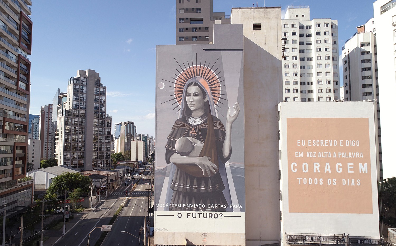 Mural do projeto ContemporâneasVivara na Av Santo Amaro (Foto: Divulgação/ ContemporâneasVivara/ Emerson Pena)