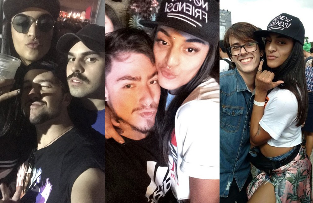 Da esquerda: Pabllo no Lollapalooza 2017 com os fãs Felipe Chaub (ao lado de Mateus Carrilho), Vinicius Calixto e Bernardo Augusto — Foto: Arquivo pessoal