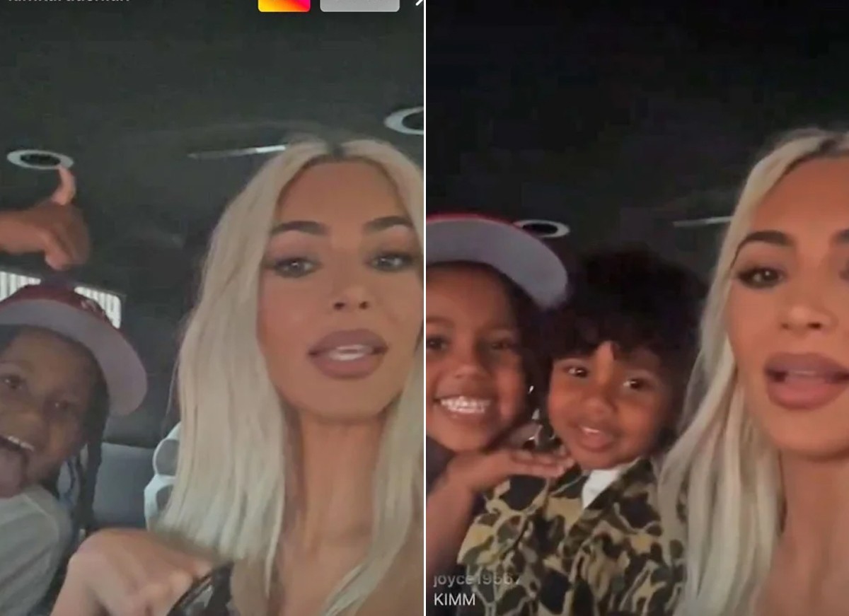 Kim Kardashian deu bronca nos filhos por malcriação durante live no Instagram (Foto: Reprodução / Instagram)