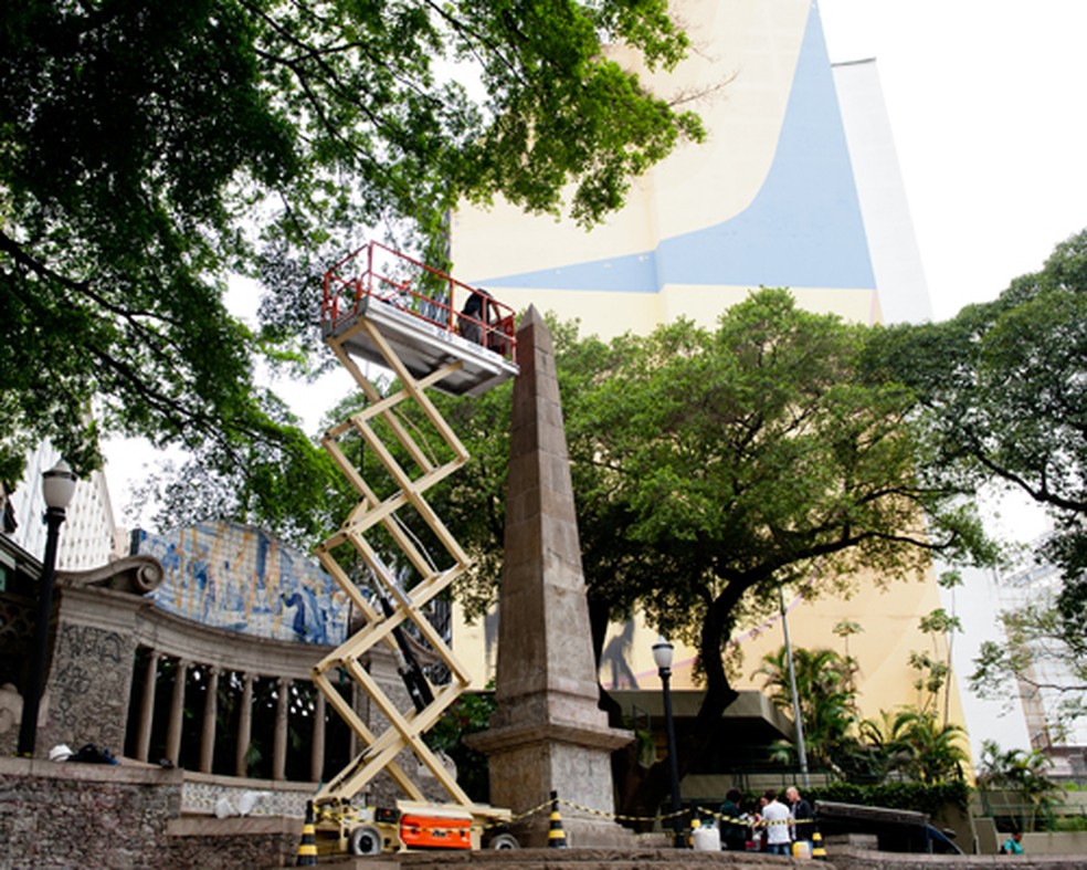Obelisco do Largo da Memória, em São Paulo, completou 200 anos em 2014 — Foto: Sylvia Masini/Divulgação Prefeitura de São Paulo