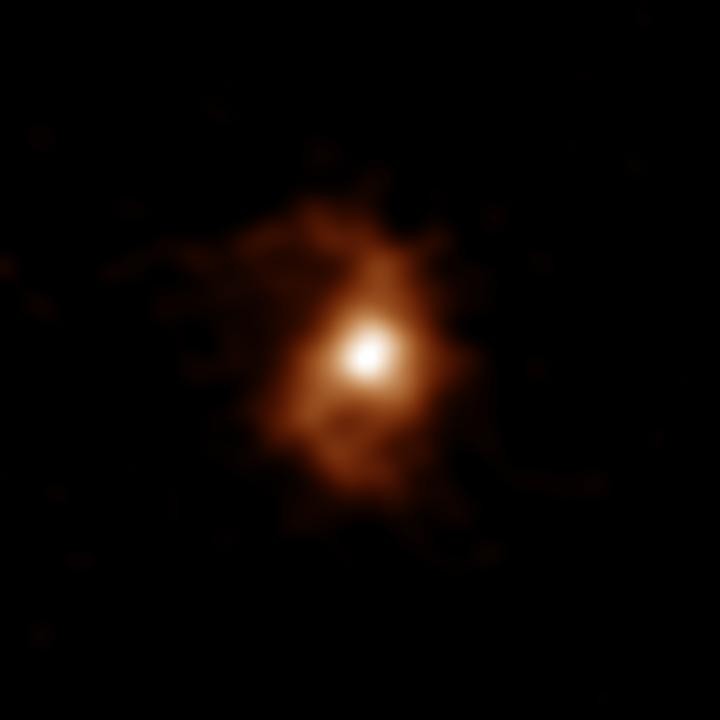 Telescópio ALMA descobre a mais antiga galáxia espiral: BRI 1335-0417  (Foto: T. Sukui e S. Iguchi/ALMA)