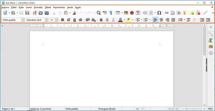 Ferramenta para a criação de documentos de texto no LibreOffice (Foto: Reprodução/Barbara Mannara)