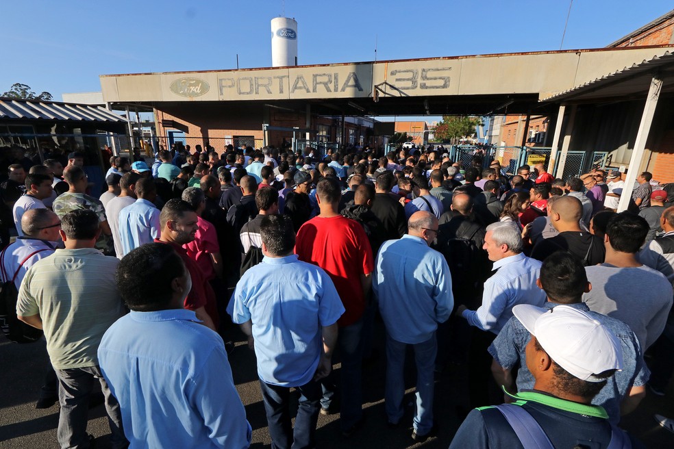 FuncionÃ¡rios da Ford no encerramento da greve em SÃ£o Bernardo â€” Foto: DivulgaÃ§Ã£o/Adonis Guerra