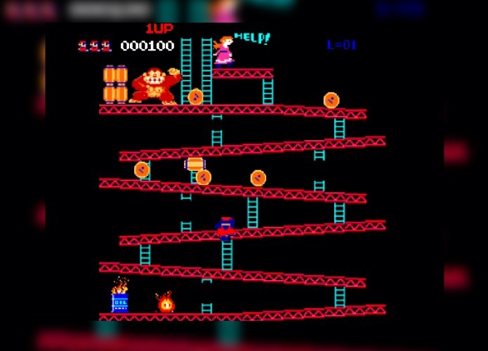 Donkey Kong: Mario tem sua primeira aparição nos games, mas, inicialmente, sob o nome de Jumpman (Foto: Reprodução/Paulo Vasconcellos)
