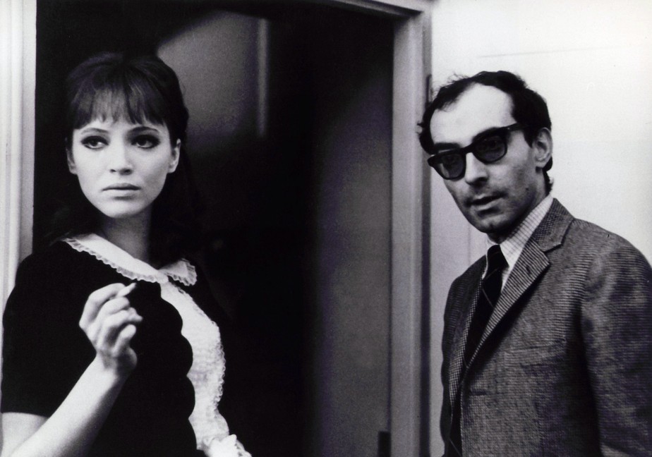 Anna Karina e Jean-Luc Godard no set de Alphaville (1965)