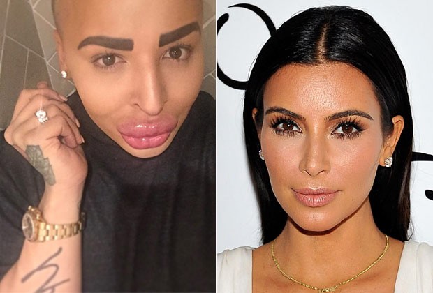 O make-up artist Jordan James Parke e sua ídola Kim Kardashian: mais de tratamentos estéticos (Foto: Reprodução / Instagram e Getty Images)