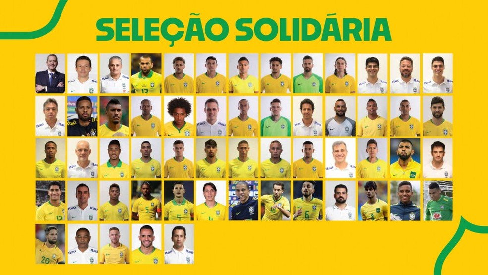 Ao todo, 41 jogadores fizeram doações para a campanha — Foto: Divulgação / CBF