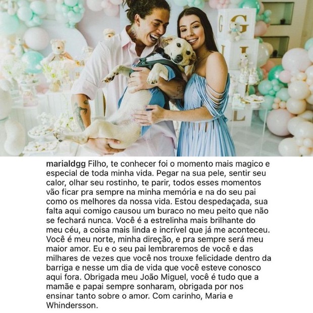 Maria Lina fala sobre a morte do filho, João Miguel (Foto: Reprodução/Instagram)