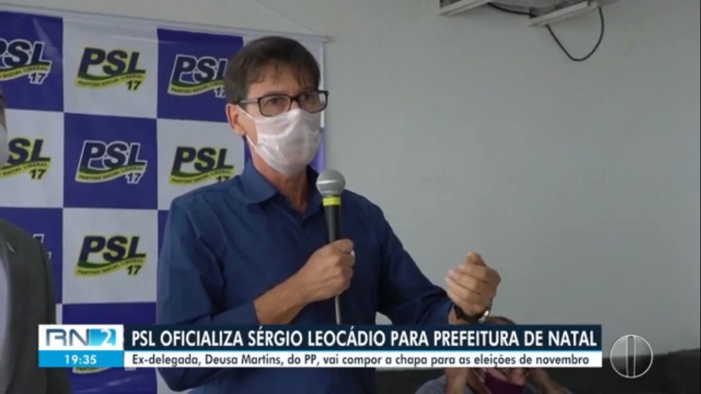 PSL oficializa candidatura de Sérgio Leocádio à Prefeitura de Natal — Foto: Reprodução/Inter TV Cabugi