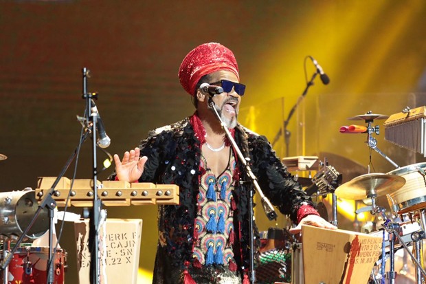 Carlinhos Brown, dos Tribalistas, no Lollapalooza (Foto: Rafael Cusato/ Ed. Globo)