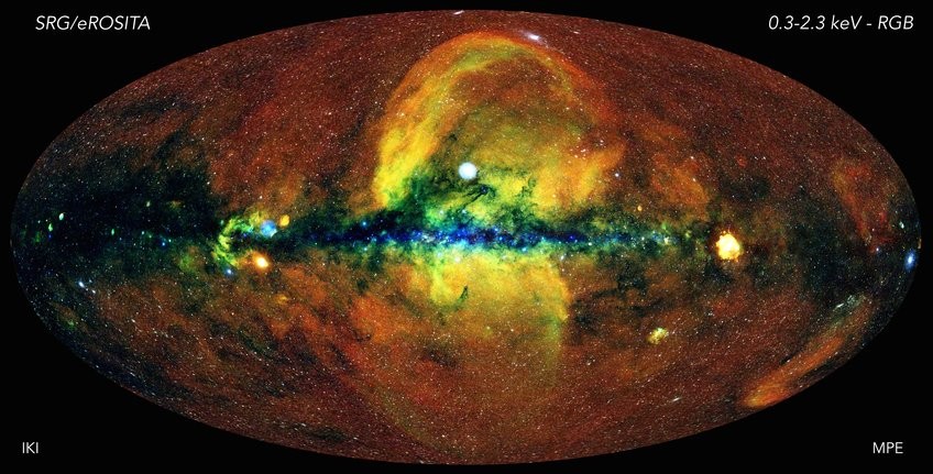 Telescópio eROSITA capta raio-x mais profundo do Universo (Foto: Jeremy Sanders, Hermann Brunner e equipe eSASS; Eugene Churazov, Marat Gilfanov)