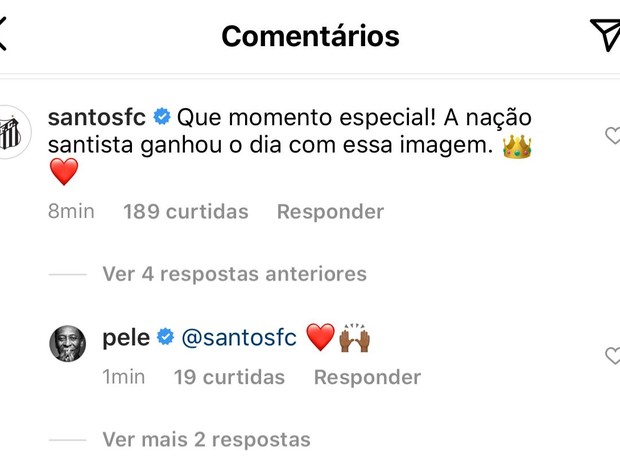 Santos comenta vacinação de Pelé (Foto: Reprodução/Instagram)