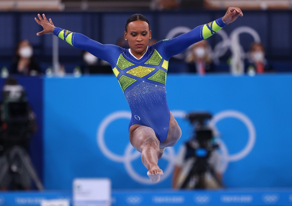 Rebeca Andrade em uma das provas da ginástica nas Olimpíadas de Tóquio, em 29 de maio de 2021 — Foto: Lindsey Wasson/Reuters