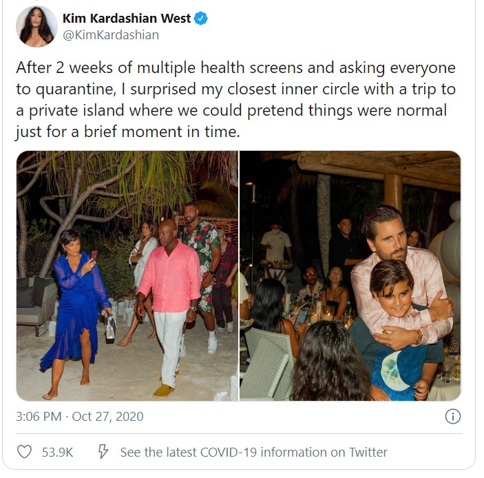 Post de Kim Kardashian sobre seu aniversário de 40 anos (Foto: Reprodução / Twitter)