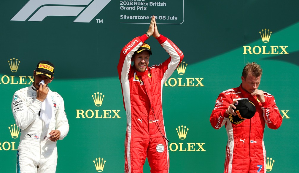 Hamilton, Vettel e Raikkonen, os trÃªs primeiros em Silverstone (Foto: Reuters)