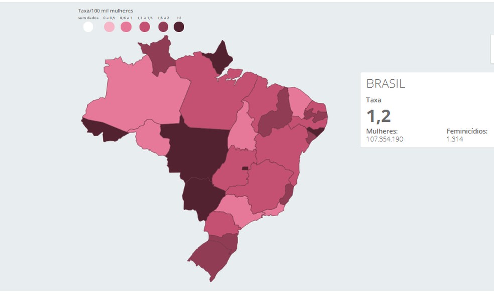 Monitor da Violência mostra número de feminicídios no Brasil em 2019 — Foto: Reprodução/G1