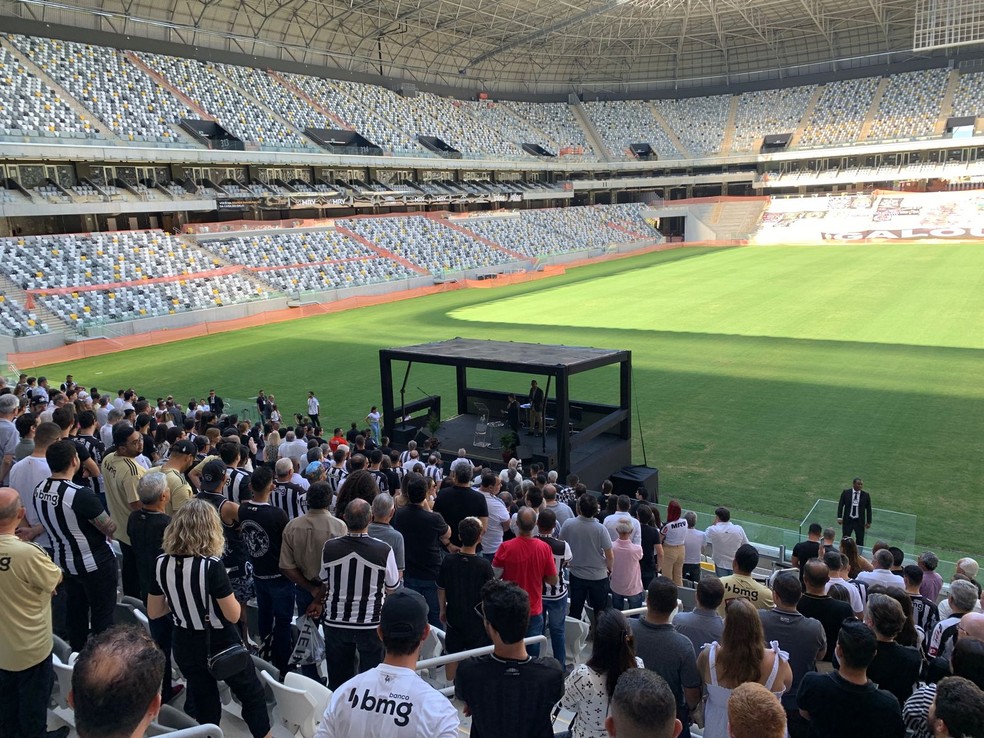 Culto foi celebrado na Arena MRV pelo aniversário de 115 anos do Atlético-MG — Foto: Lucas Maia