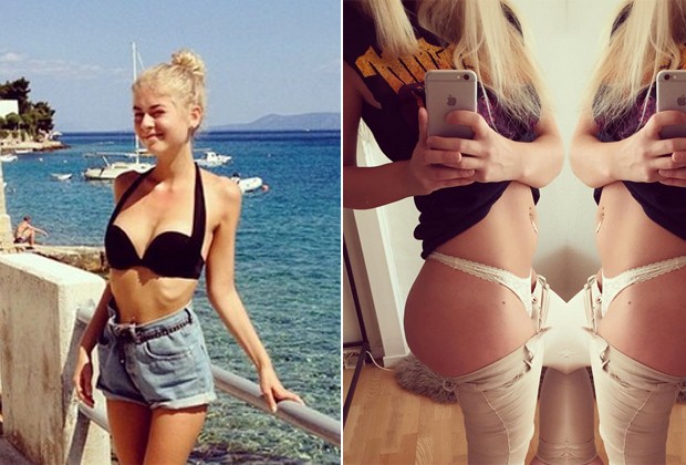 Amalie em viagem pela Croácia e provando o primeiro jeans que não coube (Foto: Reprodução Instagram)