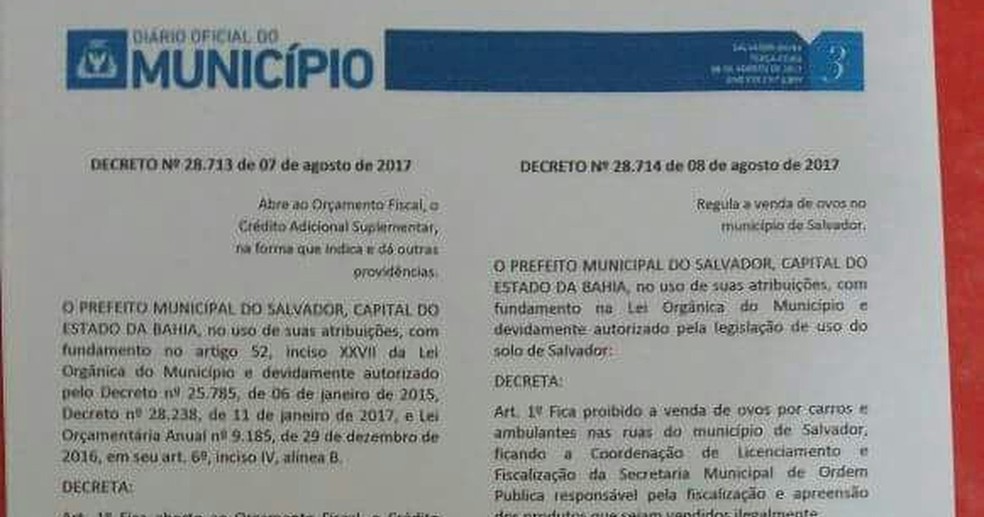 Montagem que circula no WhatsApp com falsa informação de decreto da Prefeitura de SalvadoR (Foto: Reprodução)