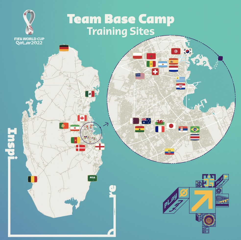 Mapa de estadia das selees  Foto: Divulgao