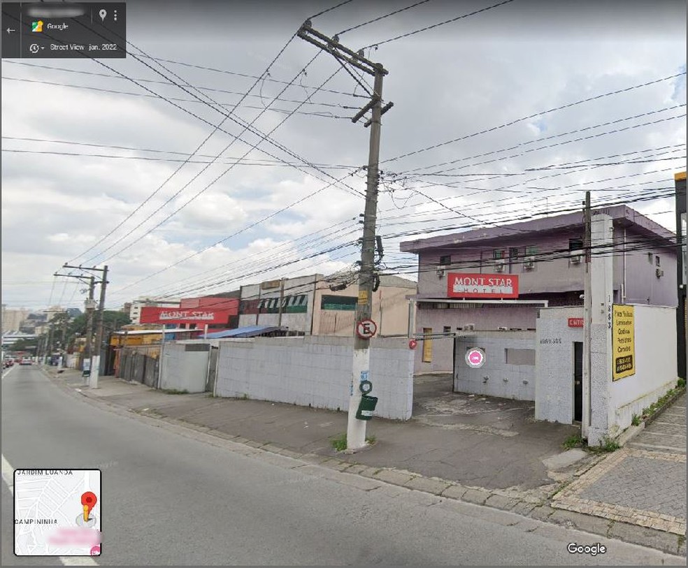 Paulo Cupertino ficou escondido em hotel na Zona Sul de São Paulo — Foto: Reprodução/Google Maps
