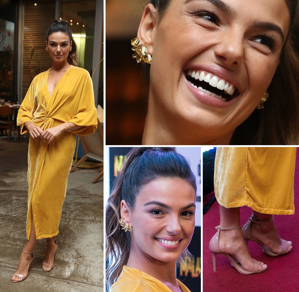 A atriz combinou fenda com decote sem abrir mão da elegância (Foto: Isabella Pinheiro e Daniel Chevrand/Gshow)