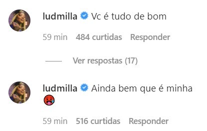 Ludmilla comenta publicação de Brunna Gonçalves (Foto: Reprodução / Instagram)