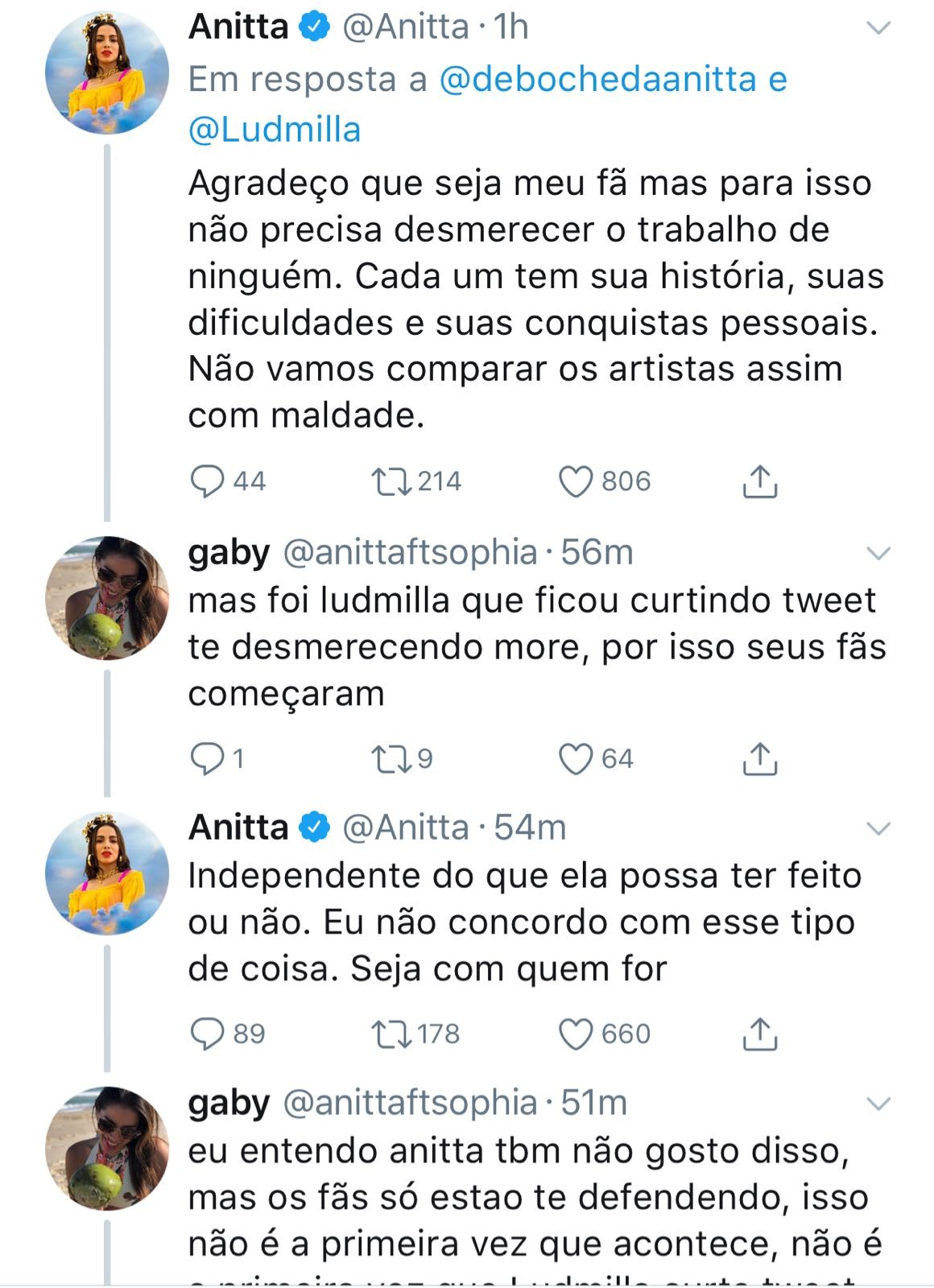 Anitta defende Ludmilla no Twitter (Foto: Reprodução/Twitter)