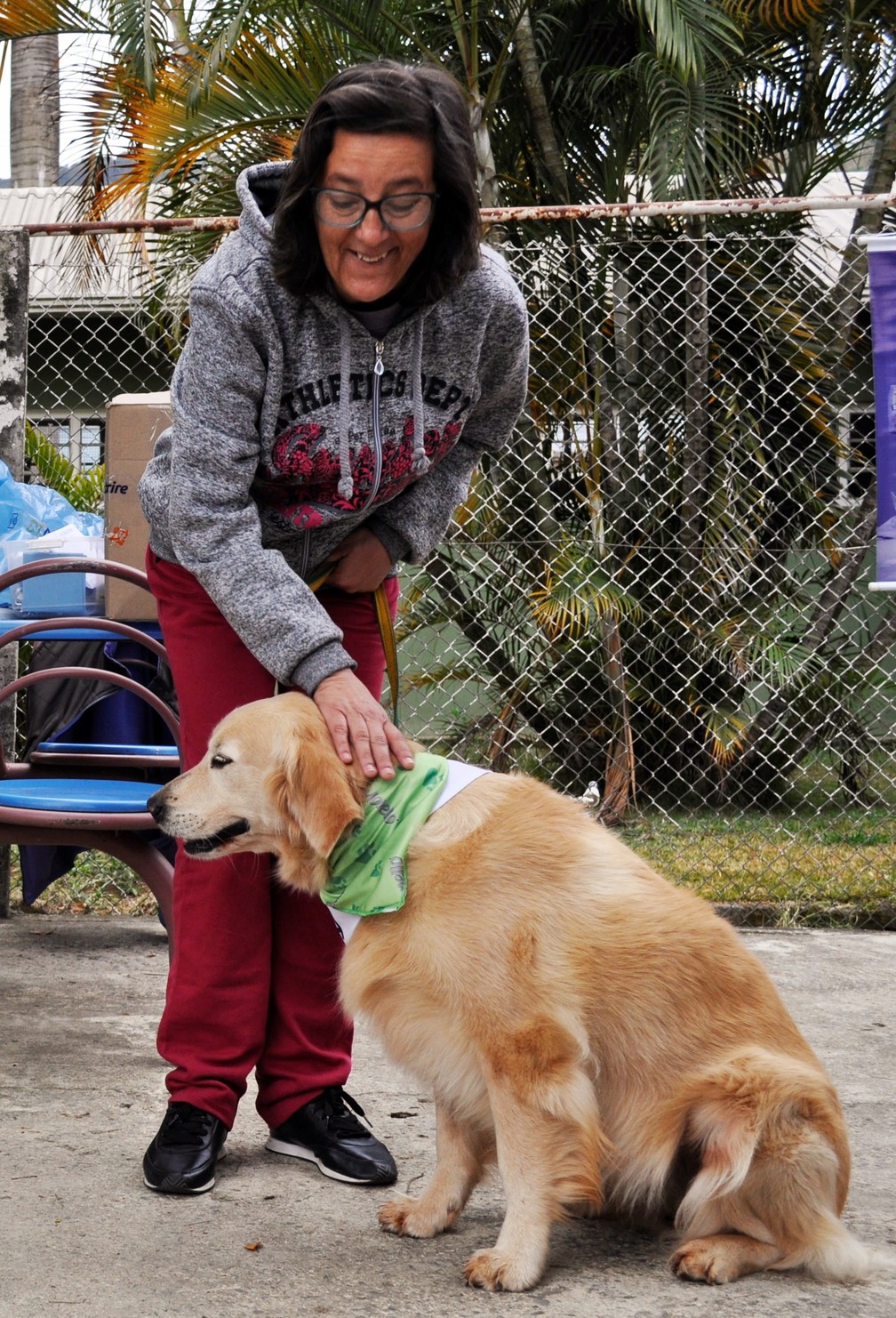 Alunos brincam e acariciam os cachorros ‘terapeutas’ da APAE de Poços de Caldas — Foto: Camilla Resende/G1