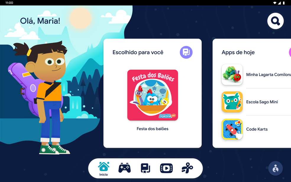 Kids Space: local restrito para conteúdo infantil, com controle dos pais — Foto: Reprodução