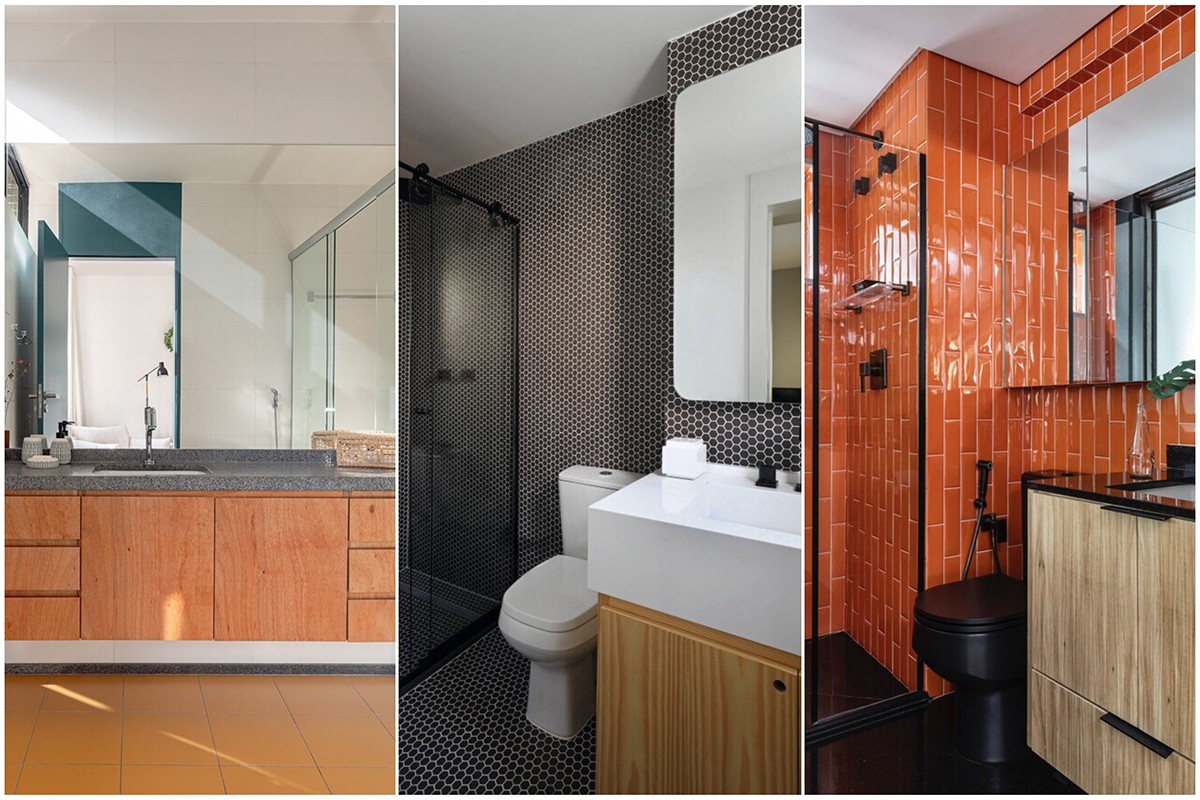 Reunimos os nove principais pisos para o banheiro e projetos para te inspirar! (Foto: Divulgação | Montagem: Casa e Jardim)